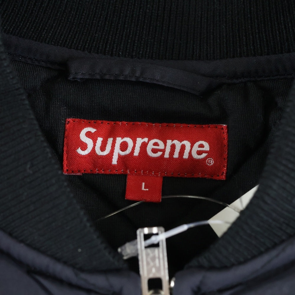 SUPREME(シュプリーム) 16AW sequin patch quilted bomber jacket スパンコールパッチ キルティングジップアップブルゾン ブラック