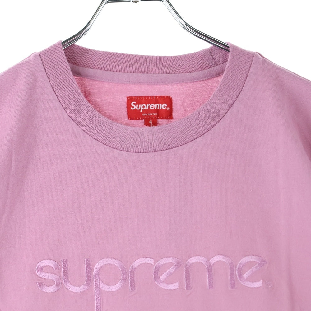 SUPREME(シュプリーム) ロゴ刺繍 クルーネック半袖Tシャツ ピンク