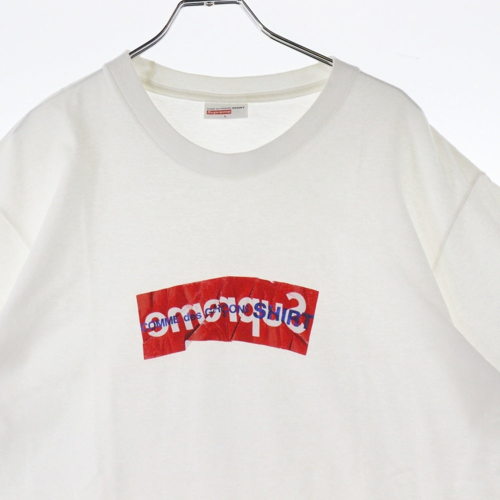 SUPREME(シュプリーム) 17SS×COMME des GARCONS BOX Logo Tee コムデギャルソンシャツ ボックスロゴ クルーネック半袖Tシャツ カットソー ホワイト/レッド