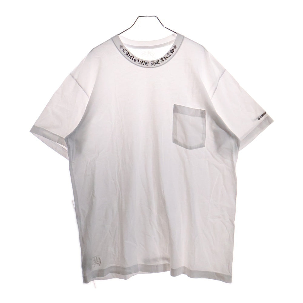 CHROME HEARTS(クロムハーツ) NECK LOGO S/S TEE ネック ロゴプリントTシャツ 半袖カットソー ホワイト