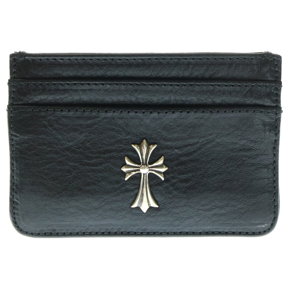 CHROME HEARTS(クロムハーツ) DOUBLE SIDE ダブルサイド CHクロス装飾レザーカードケース ブラック/シルバー