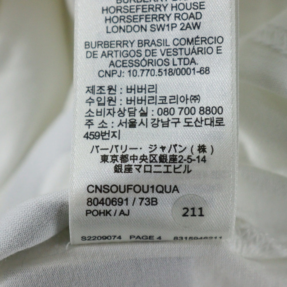BURBERRY(バーバリー) HORSE FERRY PRINT ホース フェリー プリント クルーネック半袖Tシャツ カットソー ホワイト 8040691