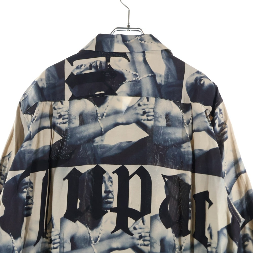 WACKO MARIA(ワコマリア) TUPAC L/L HAWAIAN SHIRTS 2パック 総柄プリント オープンカラー 長袖シャツ ブラウン