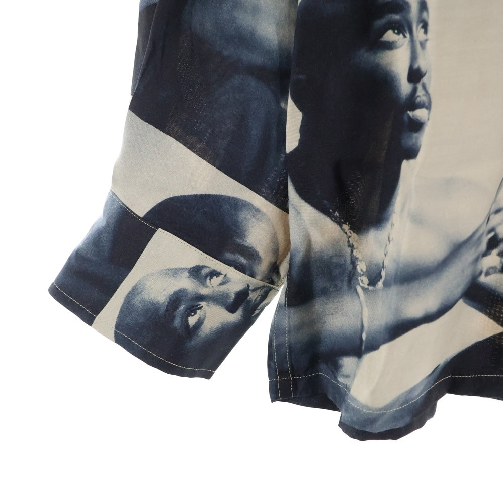WACKO MARIA(ワコマリア) TUPAC L/L HAWAIAN SHIRTS 2パック 総柄プリント オープンカラー 長袖シャツ ブラウン