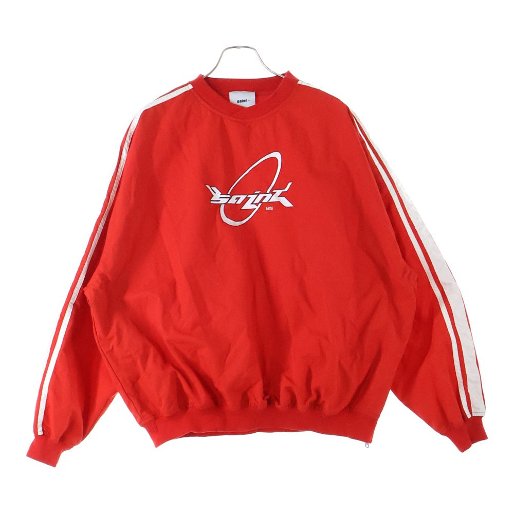 SAINT MICHAEL(セントマイケル) 24AW NYLON PULLOVER フロントロゴ ナイロンプルオーバートレーナー レッド