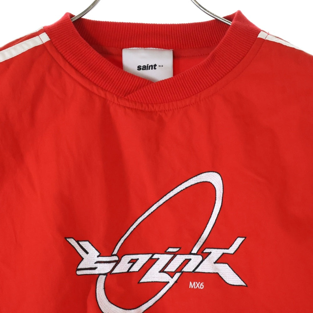 SAINT MICHAEL(セントマイケル) 24AW NYLON PULLOVER フロントロゴ ナイロンプルオーバートレーナー レッド