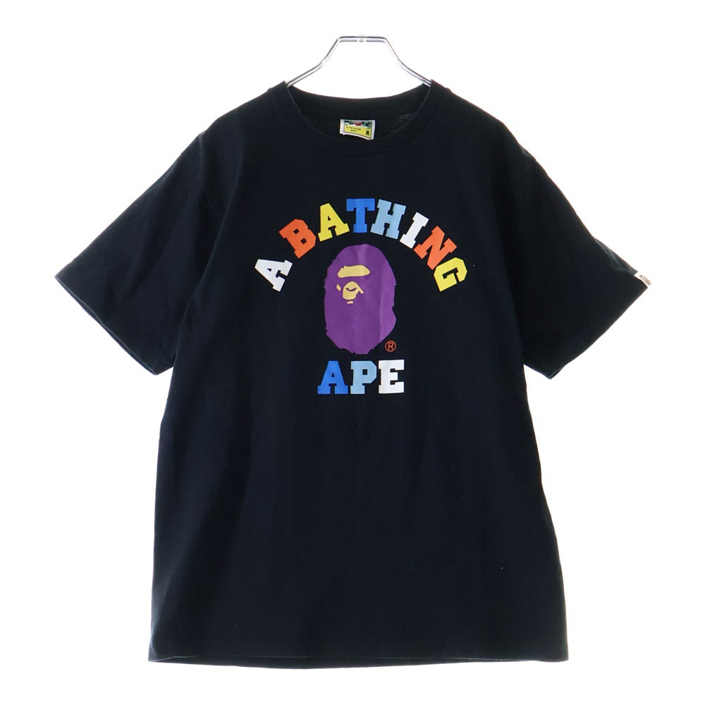 A BATHING APE(アベイシングエイプ) Colors College Tee カラーカレッジプリント クルーネック半袖Tシャツ 0ZXTEM110014M ブラック