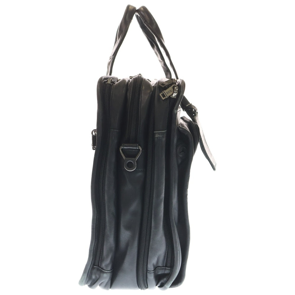 【美品】TUMI オールレザー トートバッグ ビジネスバッグ 2室 ブラック TUMI(トゥミ) ロゴプレート付き オールレザー エクスペンダブル