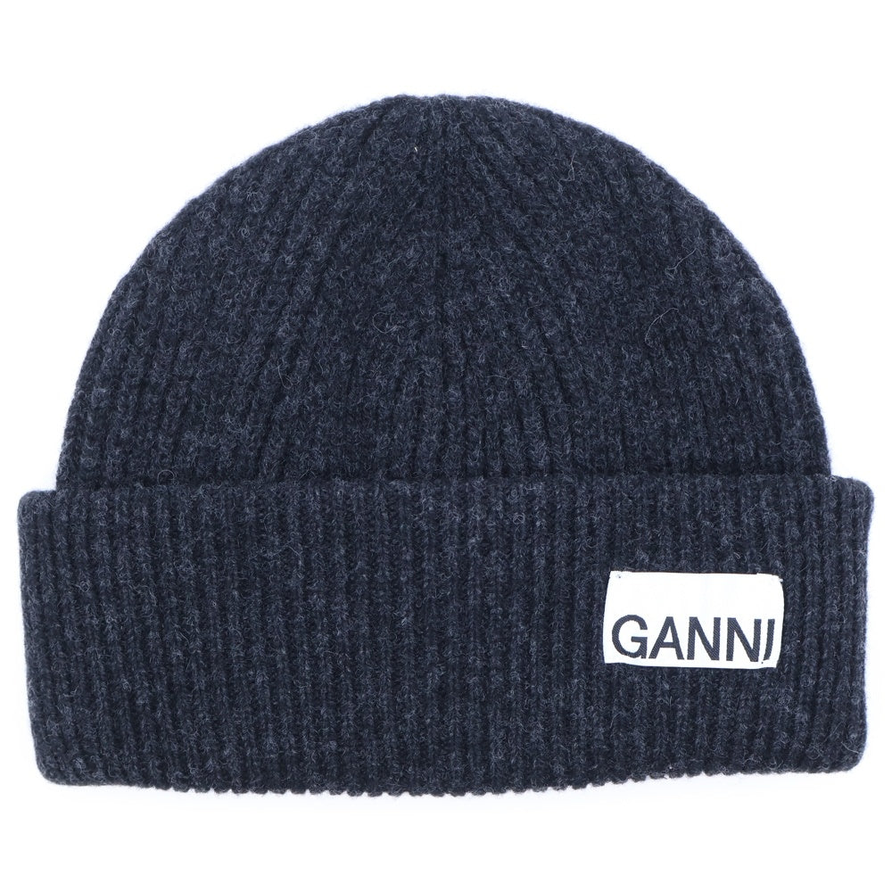 GANNI(ガニー) Light Structured Rib Knit Beanie グレー リブニット帽 ビーニー