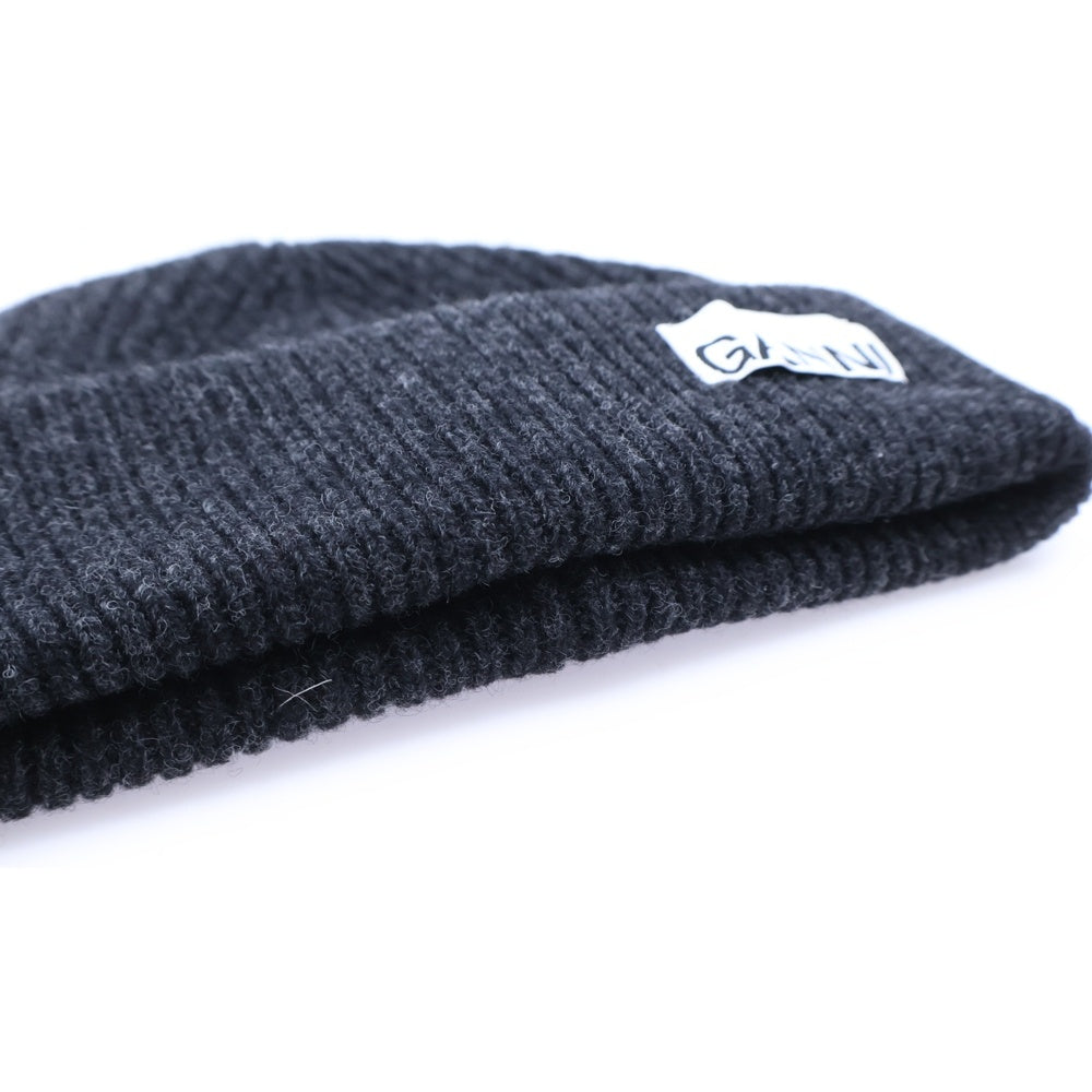GANNI(ガニー) Light Structured Rib Knit Beanie グレー リブニット帽 ビーニー