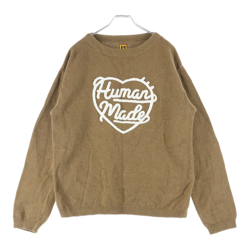 HUMAN MADE(ヒューマンメイド) HEART L/S フロントハートロゴ クルーネックニットセーター HM28CS018 ベージュ