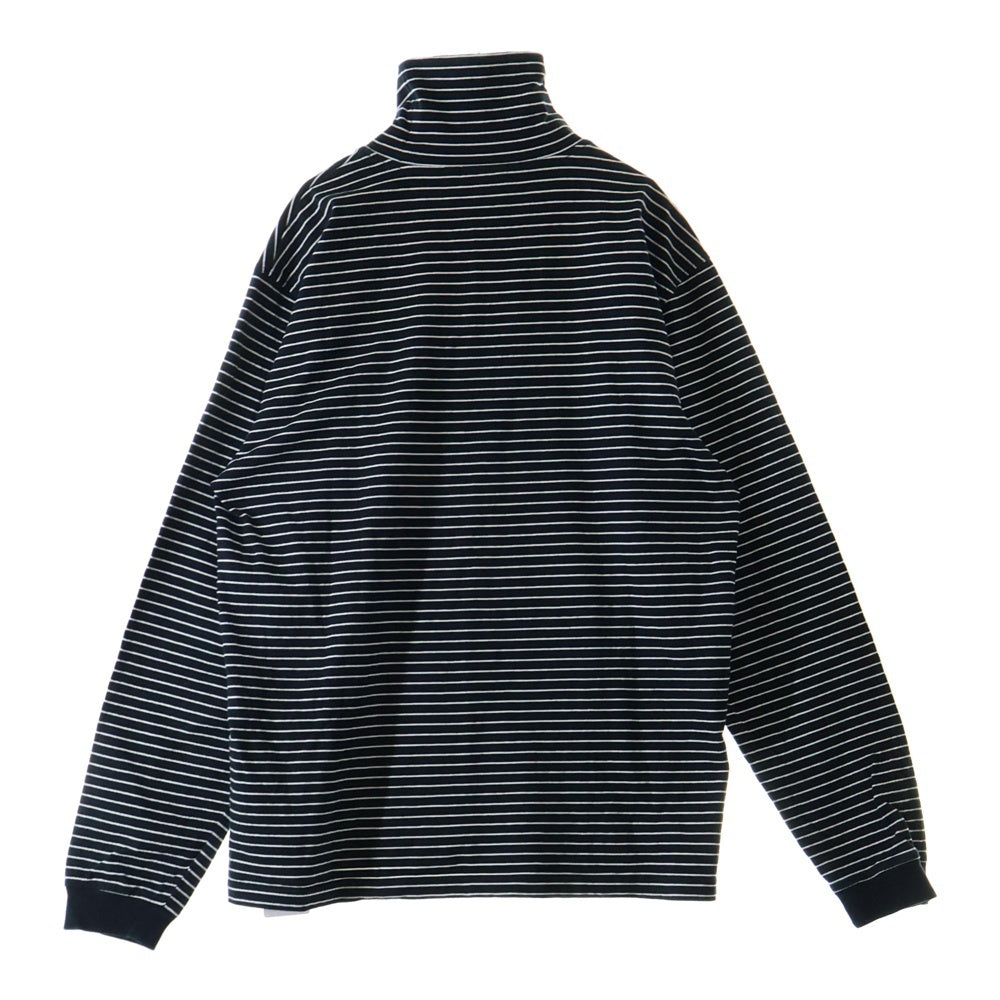 STUSSY(ステューシー) タートルネックロゴ ボーダーロングスリーブTシャツ ブラック