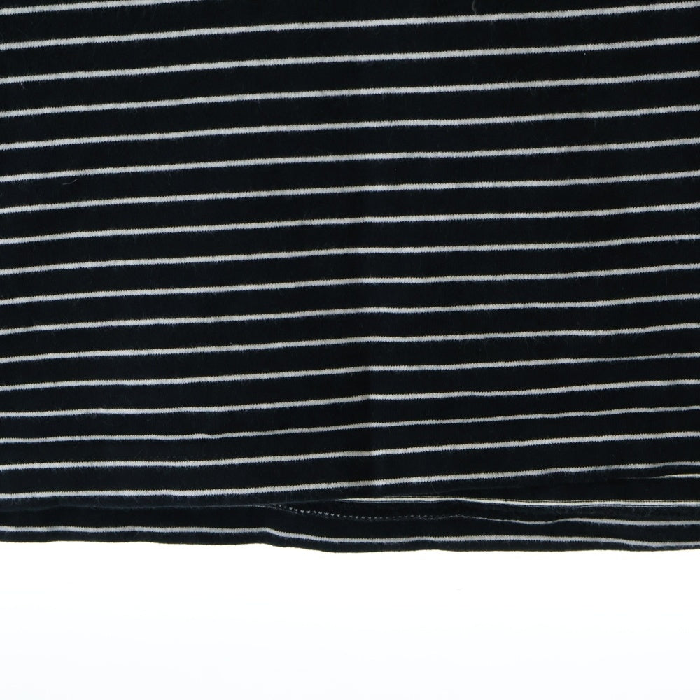 STUSSY(ステューシー) タートルネックロゴ ボーダーロングスリーブTシャツ ブラック