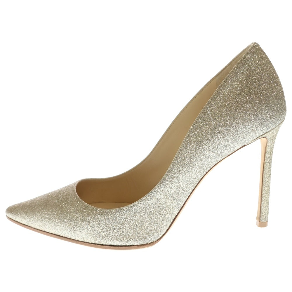 JIMMY CHOO(ジミーチュウ) シャンパンコースグリッター ヒールパンプス ROMY 100 ゴールド