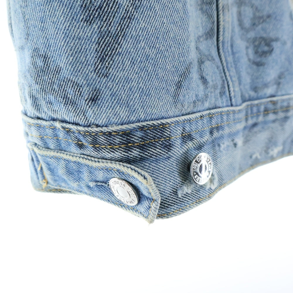 GUESS(ゲス) OVERSIZED DENIM JACKET インクデザイン Gジャン ダメージ加工 デニム ボアライナー M W94N74D3TZ0