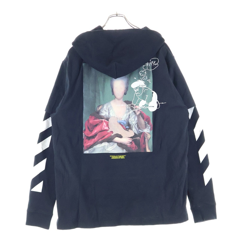 OFF-WHITE(オフホワイト) DIAG MARIANA DOUBLE TEE HOODIE レイヤード パーカー ブラック ダイアグラム マリア S
