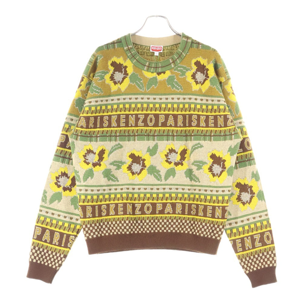 KENZO(ケンゾー) Fairisle Crew Jumper L ケンゾー フェアアイル イエロー 総柄 ニット セーター FD65PU4153CJ