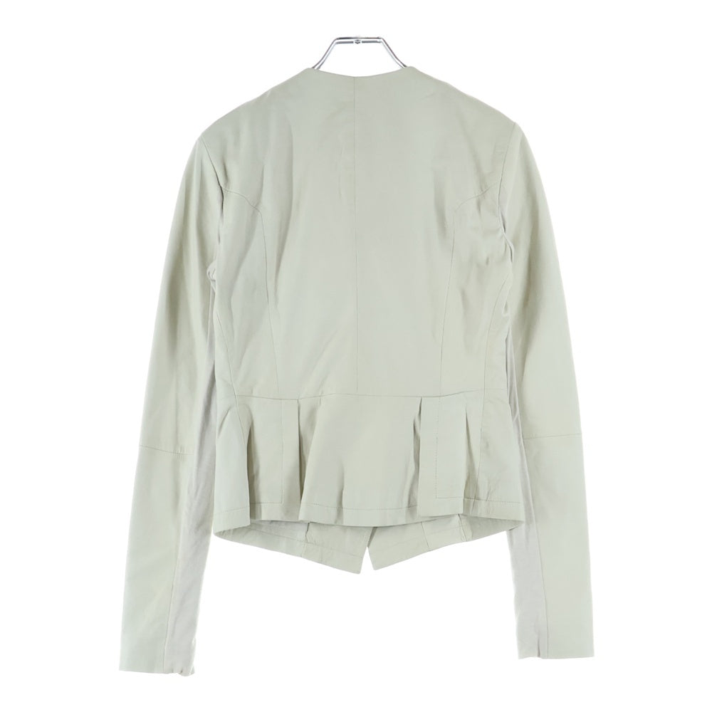 EMPORIO ARMANI(エンポリオアルマーニ) ラムレザー ジップアップ レザージャケット ホワイト