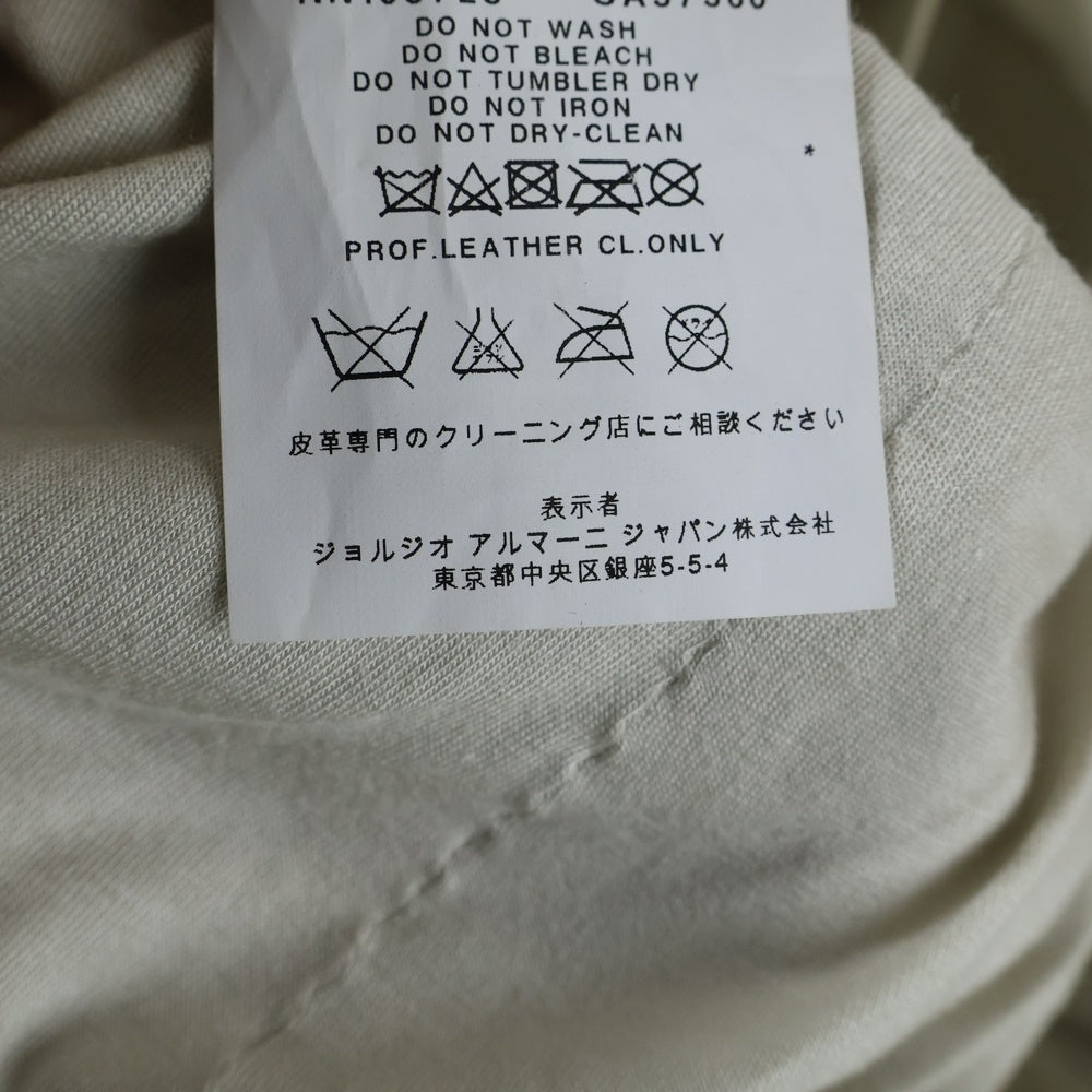 EMPORIO ARMANI(エンポリオアルマーニ) ラムレザー ジップアップ レザージャケット ホワイト