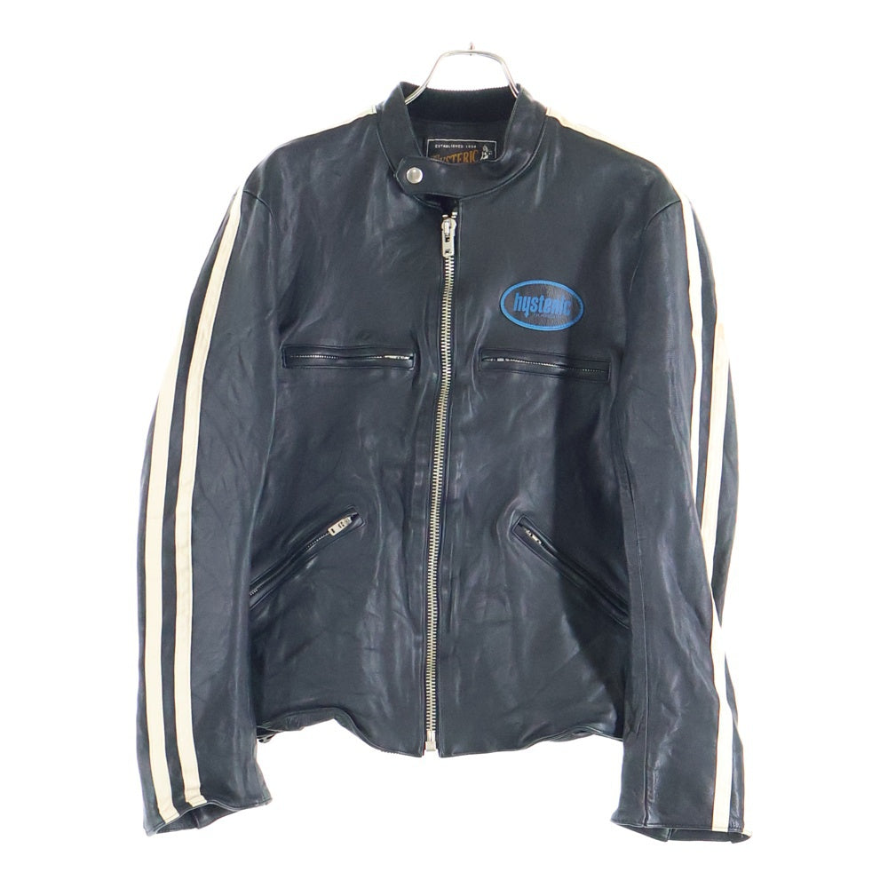 HYSTERIC GLAMOUR(ヒステリックグラマー) サイドライン ロゴパッチ シングル レザージャケット ブラック 02203LB02