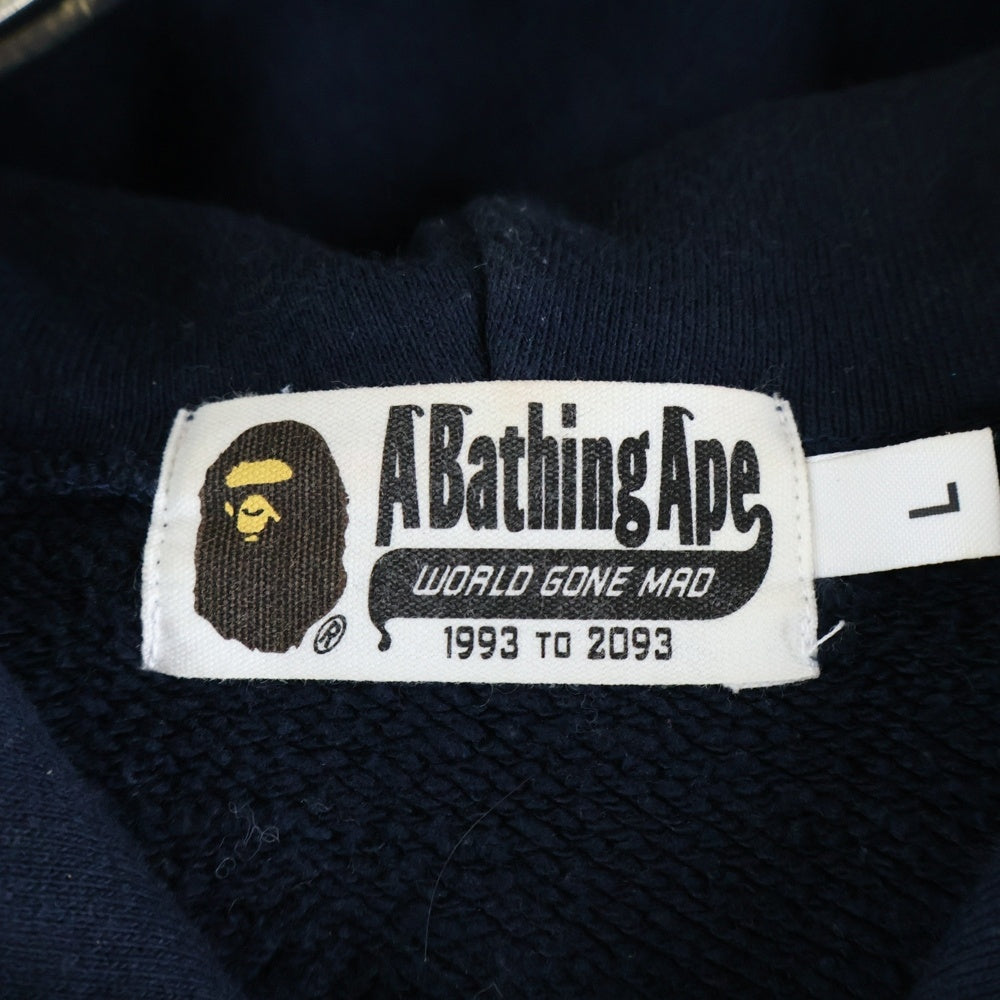 A BATHING APE(アベイシングエイプ) MULTIFONT SSHARK FULLZIP ロゴワッペン シャーク フルジップパーカー ネイビー 001ZPI301001M