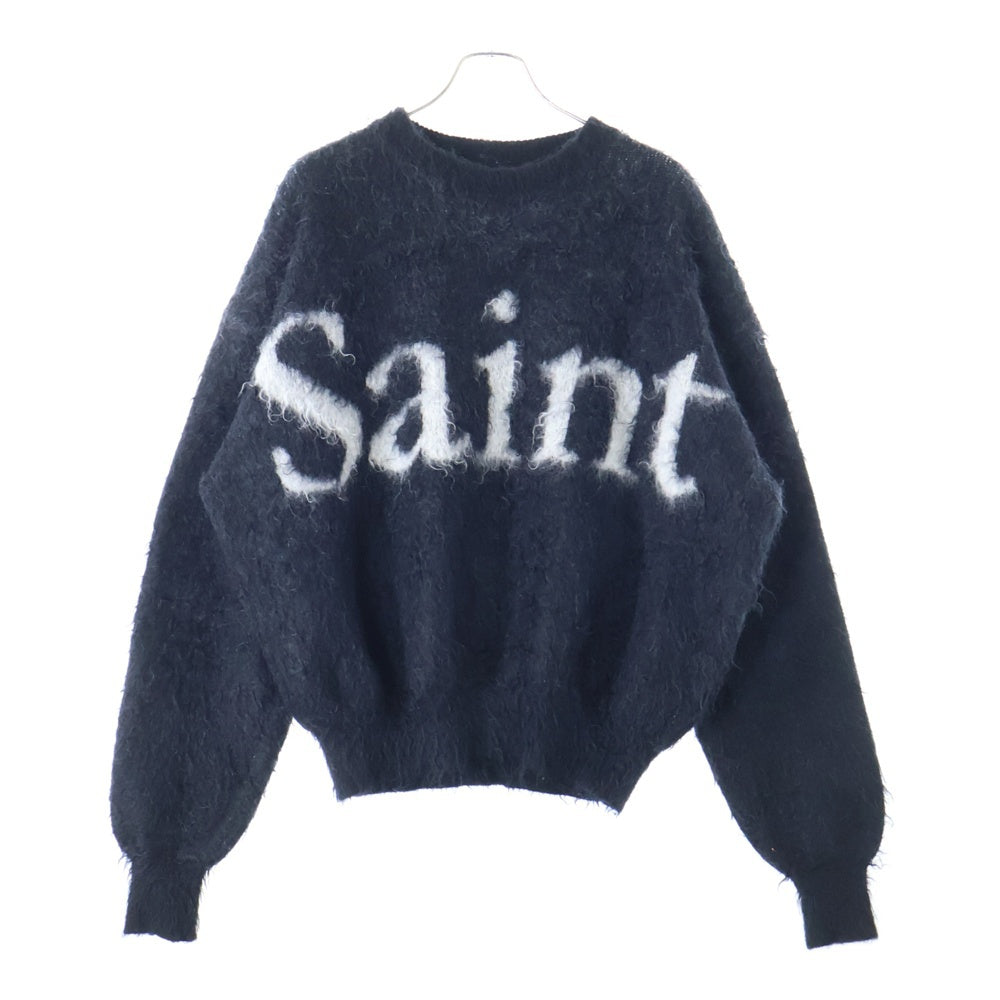 SAINT MICHAEL(セントマイケル) 23AW CREW NECK KNIT フロントロゴ モヘアニット セーター ブラック SM-A23-0000-042