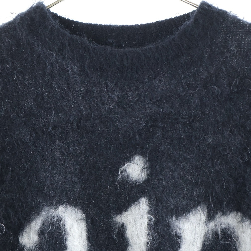 SAINT MICHAEL(セントマイケル) 23AW CREW NECK KNIT フロントロゴ モヘアニット セーター ブラック SM-A23-0000-042