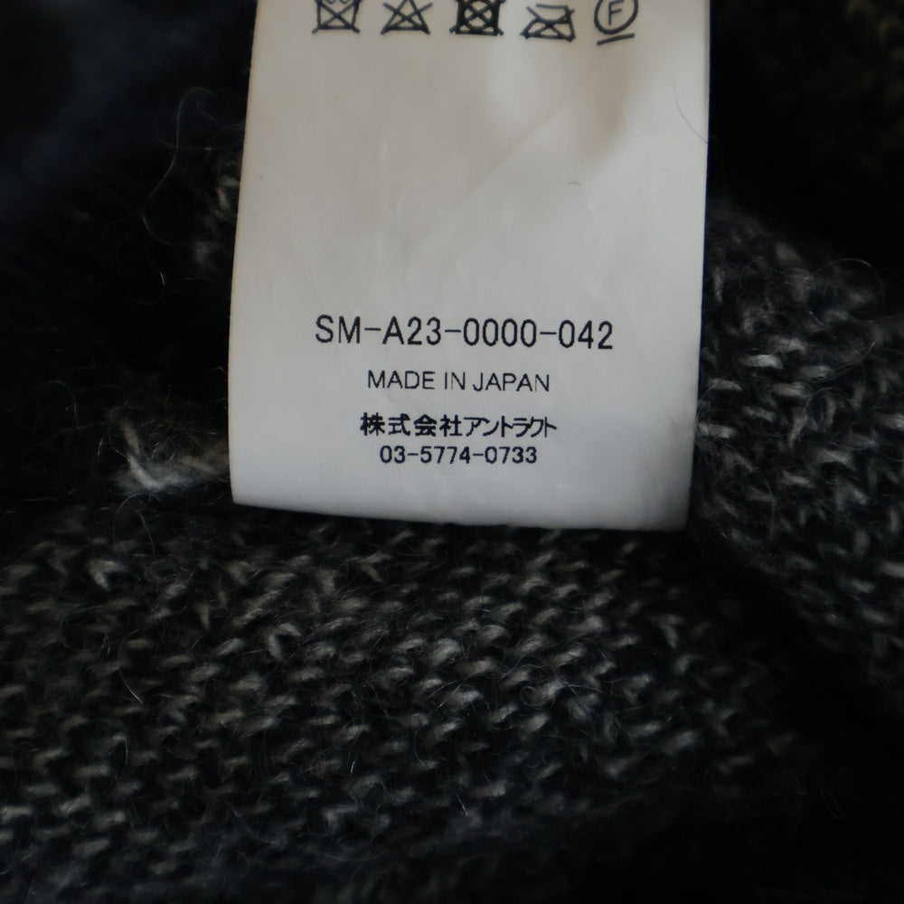 SAINT MICHAEL(セントマイケル) 23AW CREW NECK KNIT フロントロゴ モヘアニット セーター ブラック SM-A23-0000-042