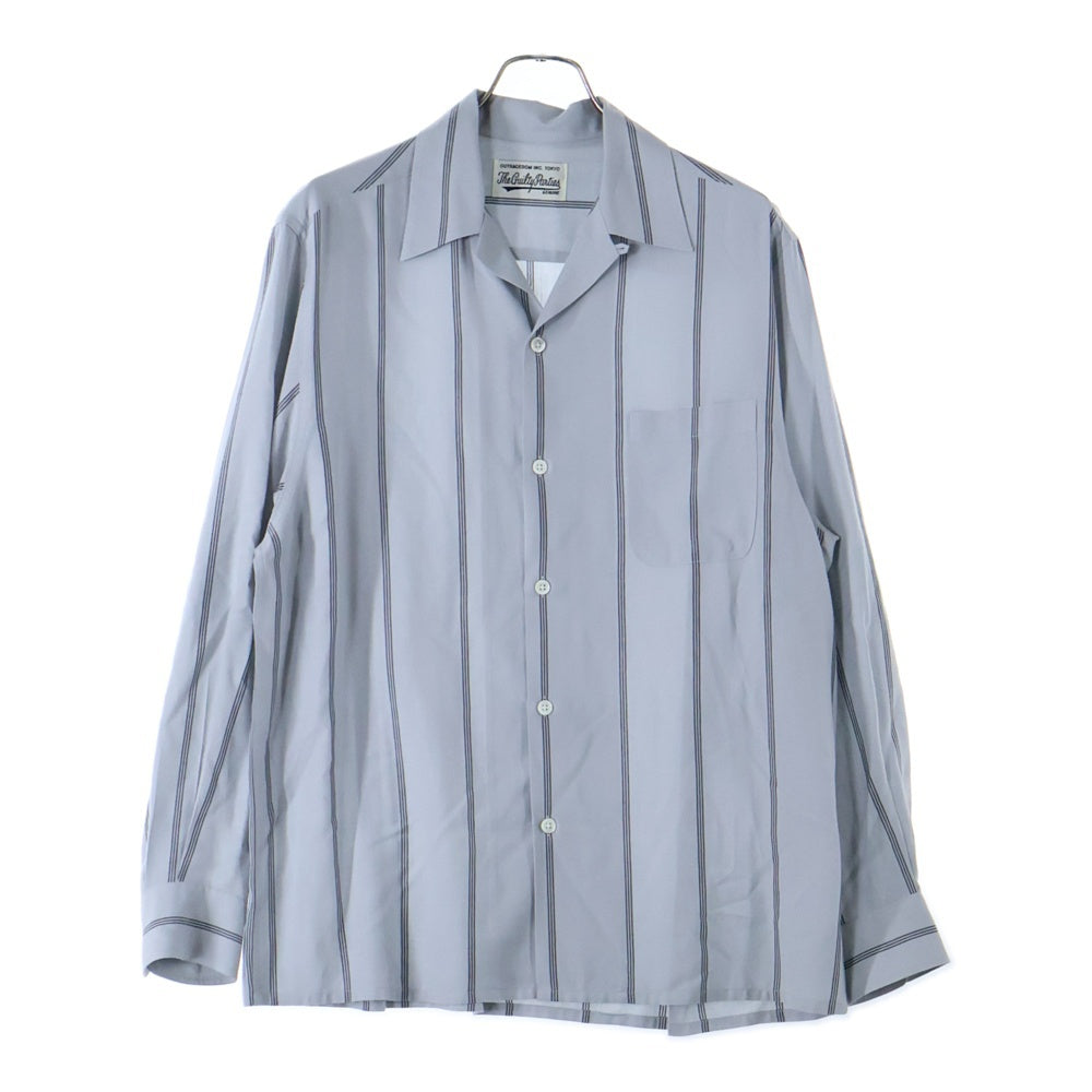 WACKO MARIA(ワコマリア) STRIPED OPEN COLLAR SHIRT ストライプ柄 長袖シャツ グレー 23FW-WMS-OC06
