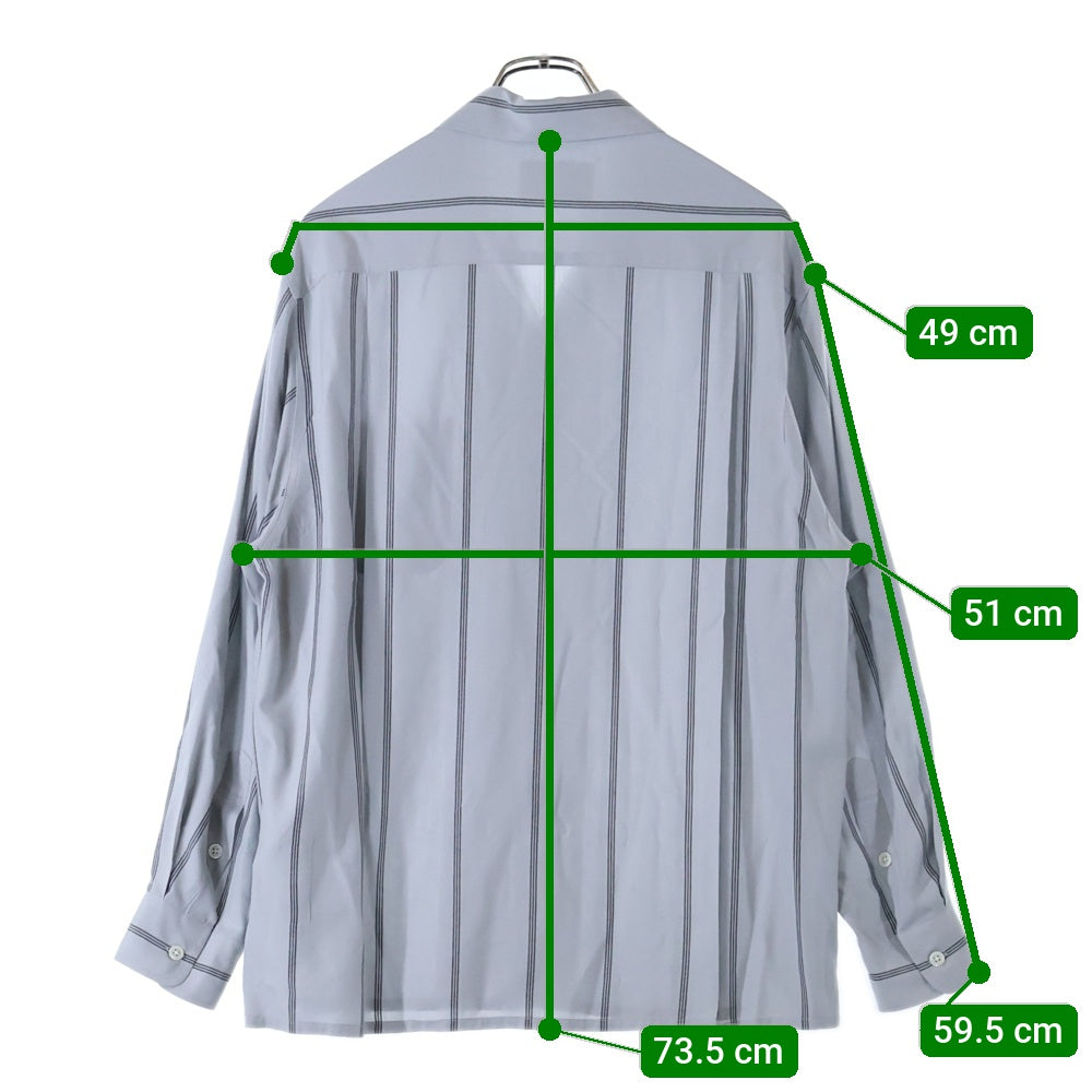 WACKO MARIA(ワコマリア) STRIPED OPEN COLLAR SHIRT ストライプ柄 長袖シャツ グレー 23FW-WMS-OC06