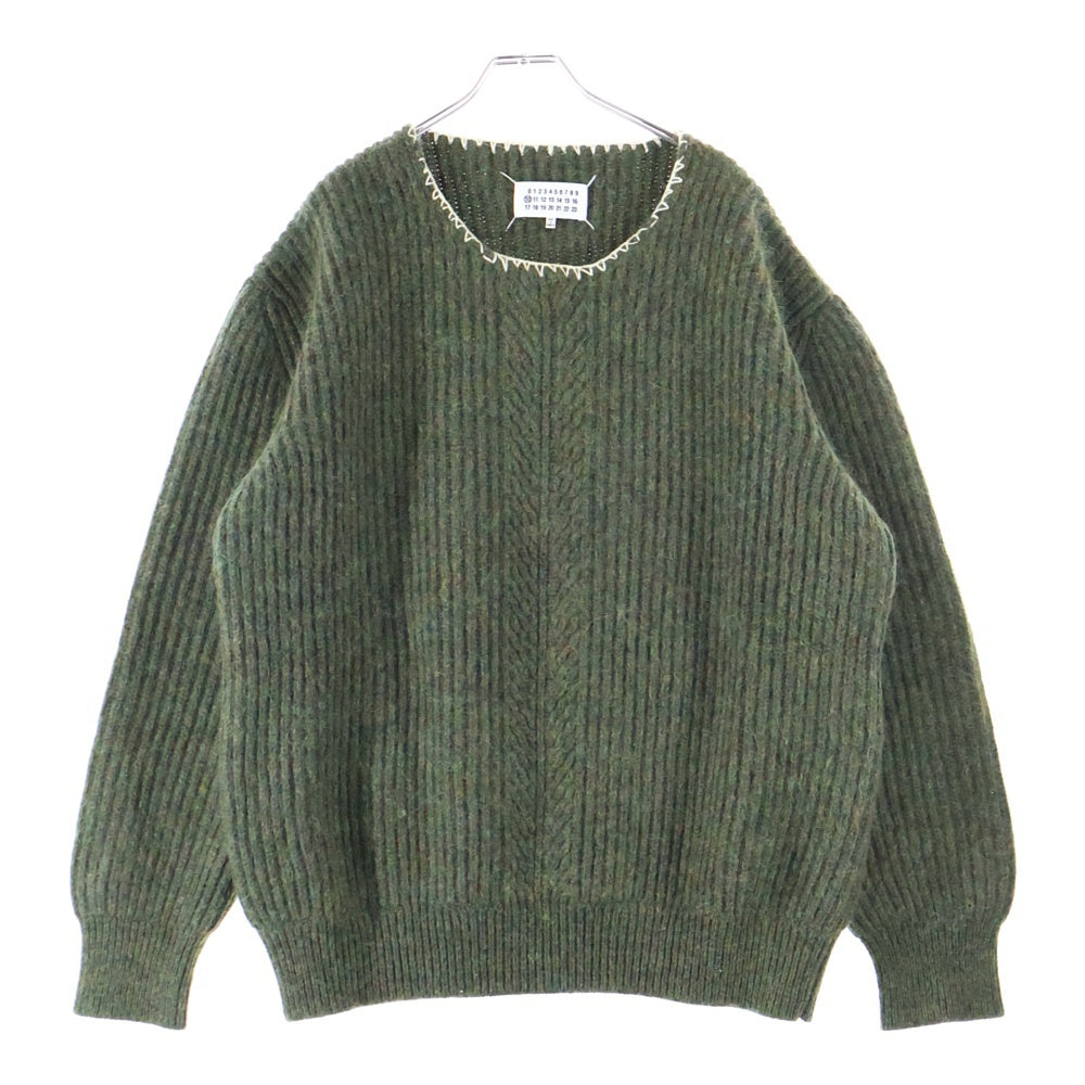 MAISON MARTIN MARGIELA 10(メゾンマルタンマルジェラ) 20AW モヘア混 ネックステッチ クルーネックニットセーター S30GP0320 グリーン