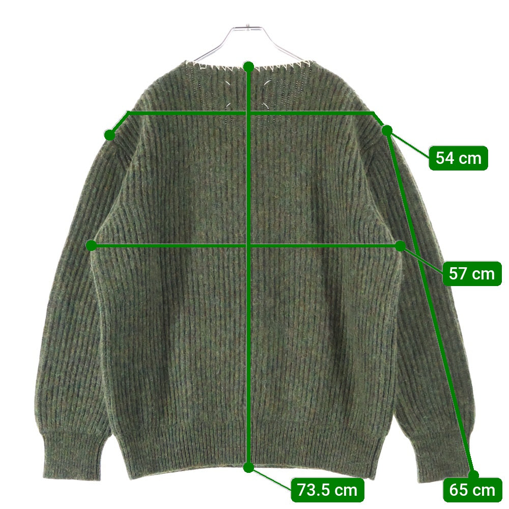 MAISON MARTIN MARGIELA 10(メゾンマルタンマルジェラ) 20AW モヘア混 ネックステッチ クルーネックニットセーター S30GP0320 グリーン