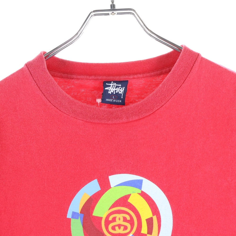 STUSSY(ステューシー) 90s 紺タグ L レッド 裾袖シングル USA製