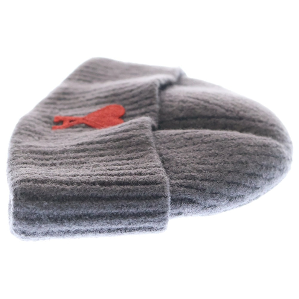 AMI Alexandre Mattiussi(アミアレクサンドルマテュッシ) ADC BEANIE ハートロゴ刺繍 ビーニーニットキャップ UHA235.018 グレー