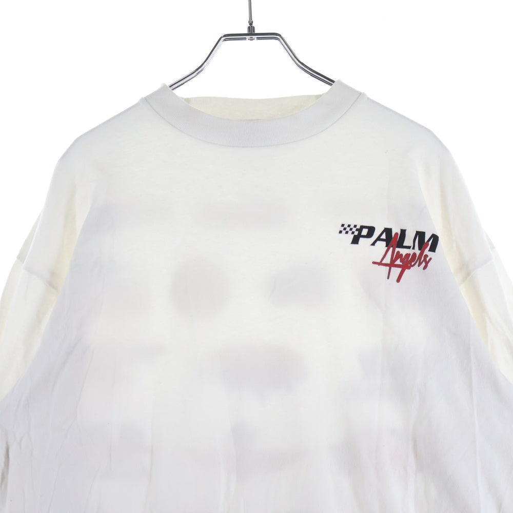 Palm Angels(パームエンジェルス) 18AW マルチレーシングロゴプリント クルーネックロングスリーブTシャツ PMAB002F ホワイト