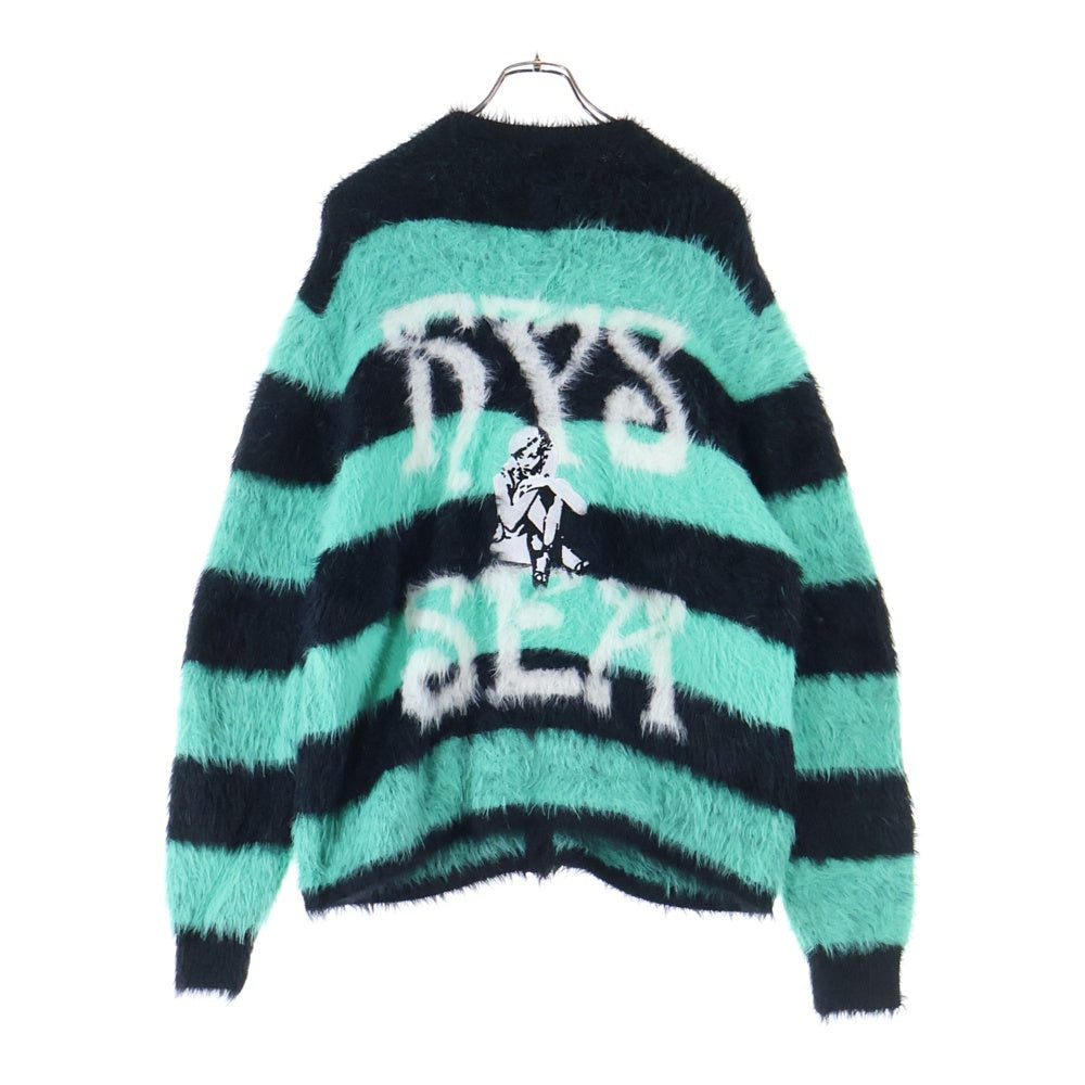 WIND AND SEA(ウィンダンシー) ×HYSTERICGLAMOUR ボーダー ニット カーディガン グリーン/ブラック WDS-C-HYS-24-Q2-06
