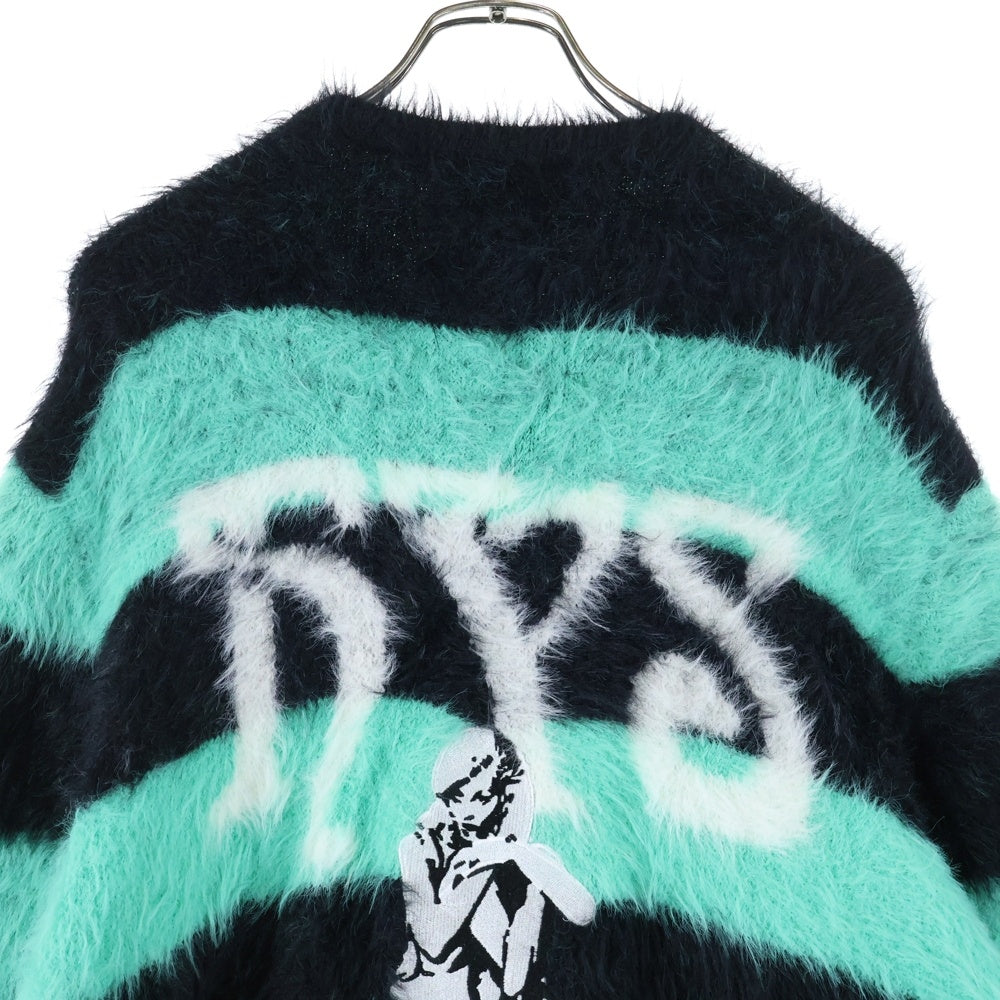 WIND AND SEA(ウィンダンシー) ×HYSTERICGLAMOUR ボーダー ニット カーディガン グリーン/ブラック WDS-C-HYS-24-Q2-06