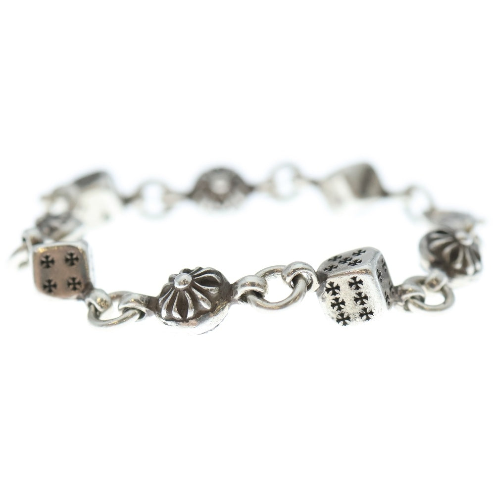 クロムハーツ  DICE NO1 CRSBL/ダイスクロスボール シルバーブレスレット メンズ 8LINK CHROME HEARTS(クロムハーツ) DICE NO1 CRSBL ダイスクロスボール