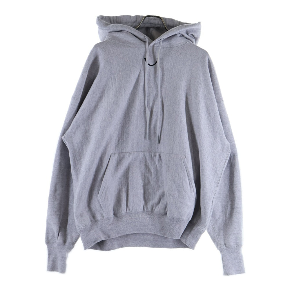 READY MADE(レディメイド) Destruction is aiso creation smile hoodie スマイル刺繍 バックロゴプリントフーディ RE-CO-GY-00-00-245 グレー