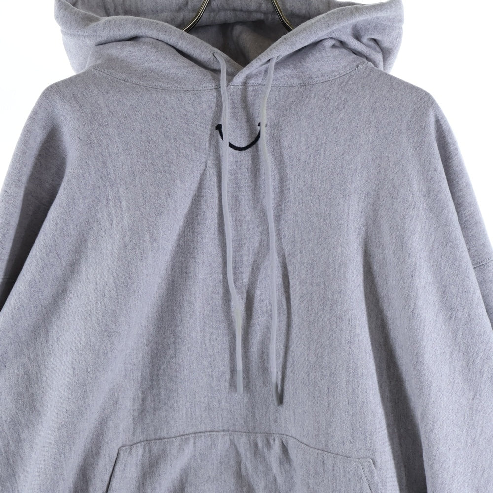 READY MADE(レディメイド) Destruction is aiso creation smile hoodie スマイル刺繍 バックロゴプリントフーディ RE-CO-GY-00-00-245 グレー