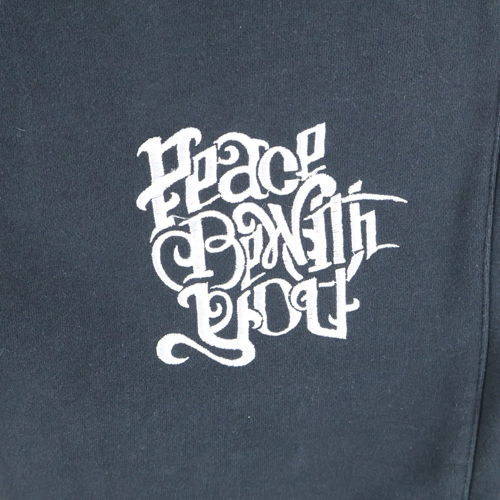 EXAMPLE(エグザンプル) Peace Be With You グラフィック刺繍 ロゴスウェットパンツ ブラック