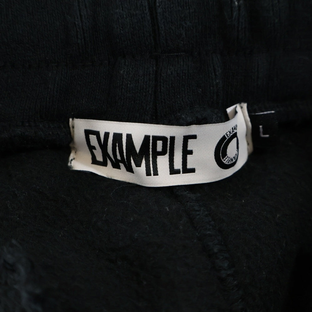EXAMPLE(エグザンプル) Peace Be With You グラフィック刺繍 ロゴスウェットパンツ ブラック