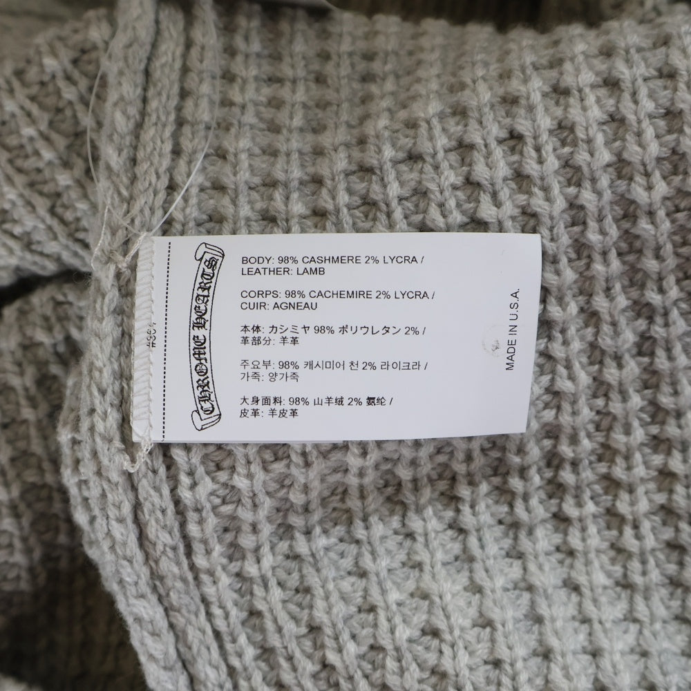 CHROME HEARTS(クロムハーツ) HIT & RUN CARDIGAN カシミア レザークロスパッチ カーディガン グレー