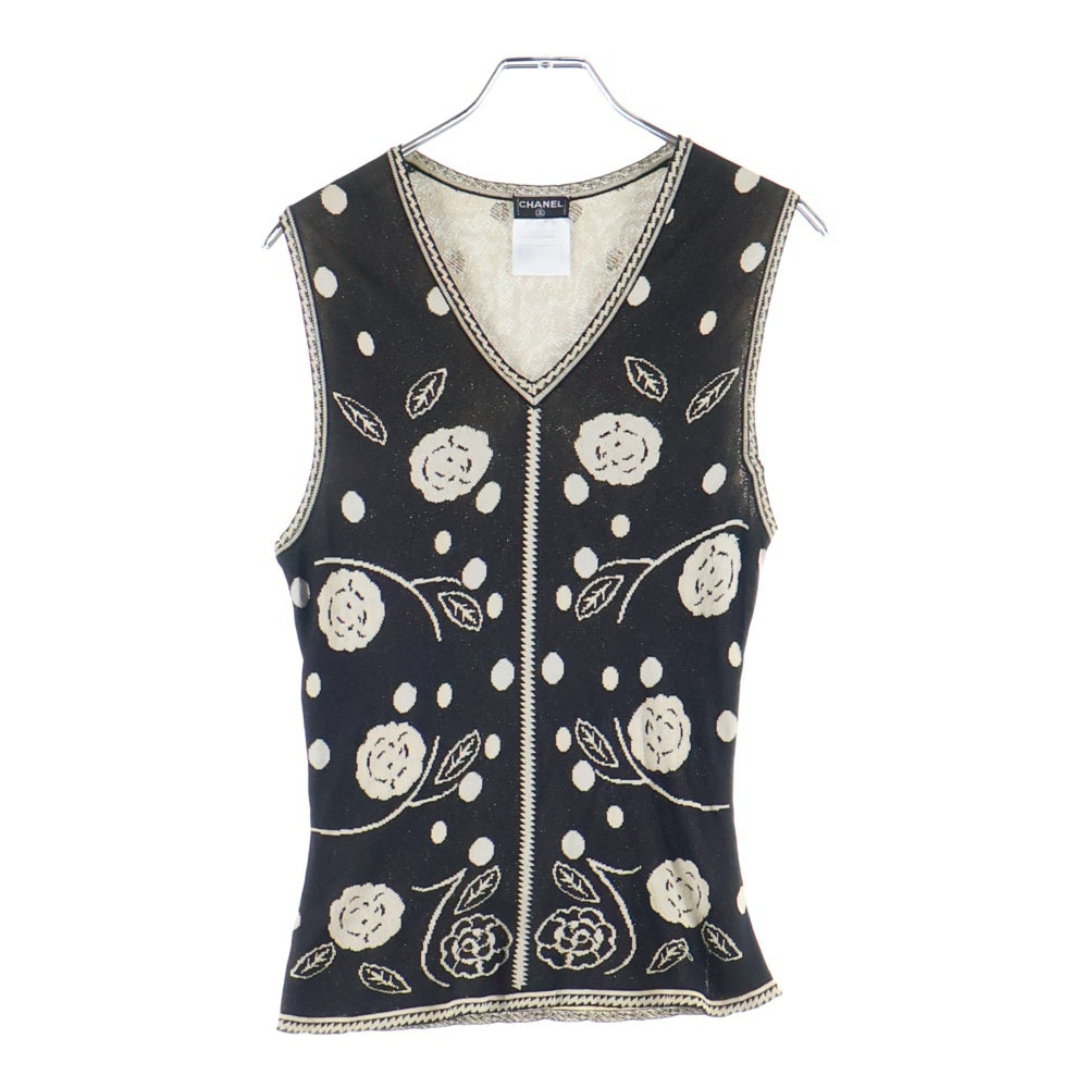 CHANEL(シャネル) フローラル柄 ニットベスト P19106 ブラック レディース