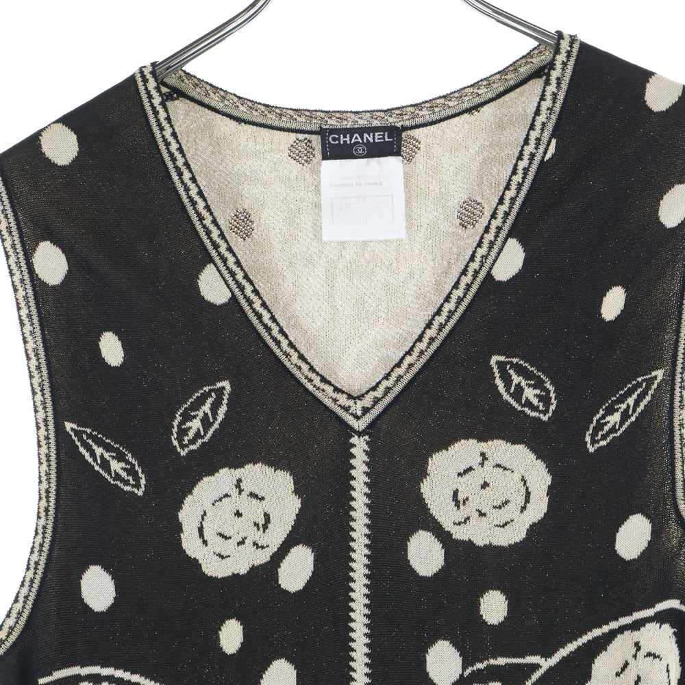 CHANEL(シャネル) フローラル柄 ニットベスト P19106 ブラック レディース