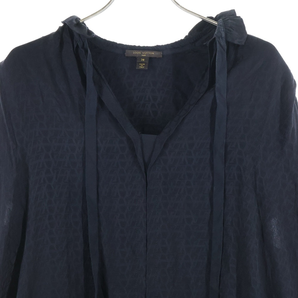 LOUIS VUITTON(ルイヴィトン) LVロゴ総柄 シルク ワンピース ブラウス ブラック レディース