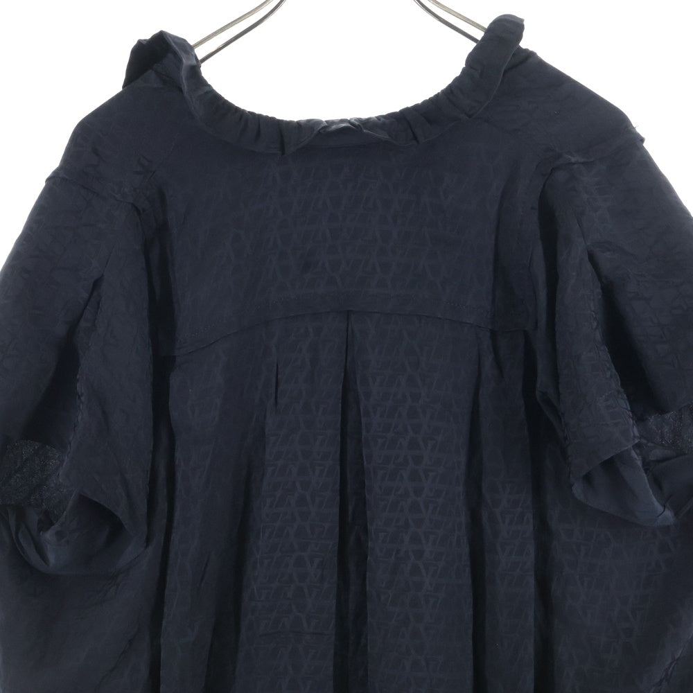 LOUIS VUITTON(ルイヴィトン) LVロゴ総柄 シルク ワンピース ブラウス ブラック レディース