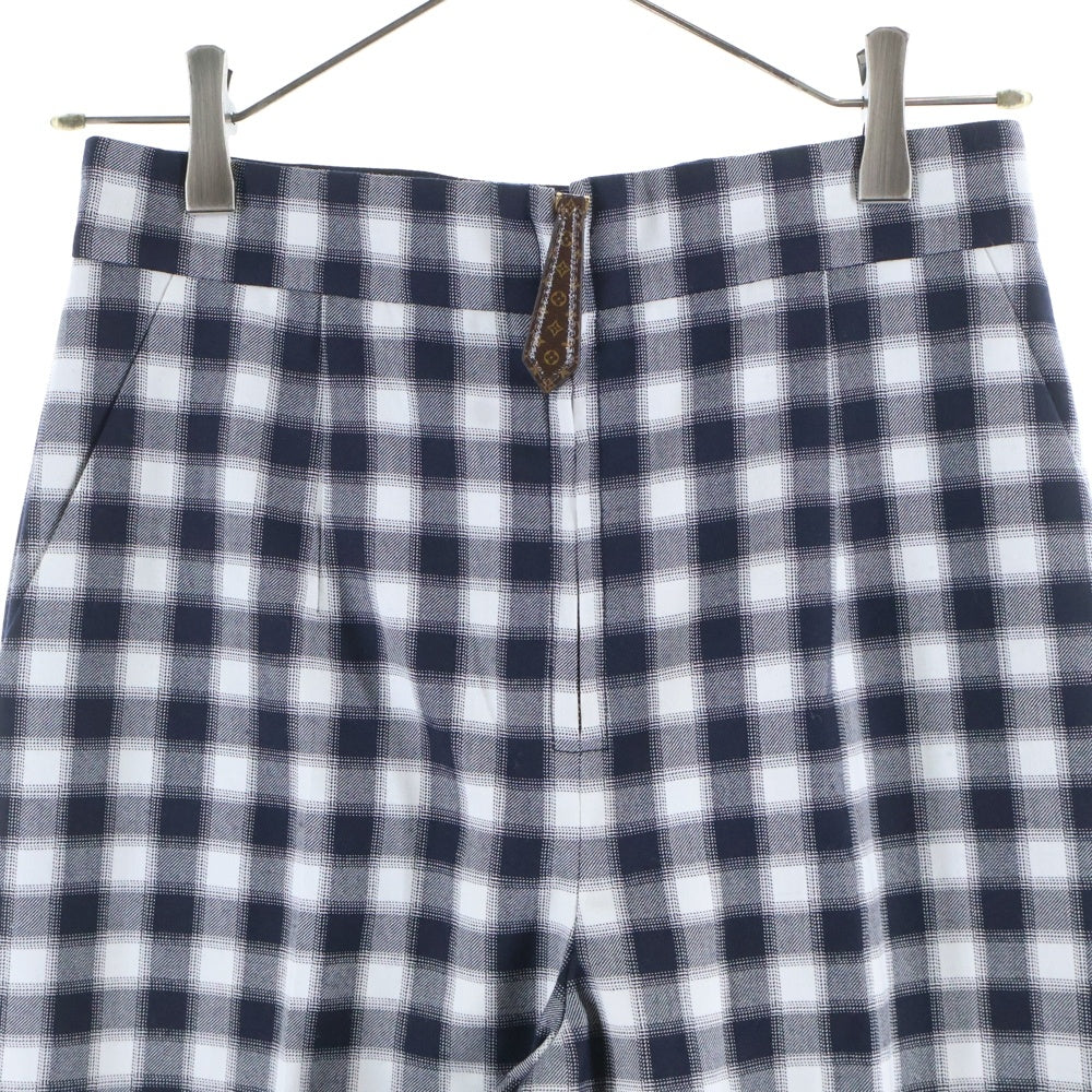 LOUIS VUITTON(ルイヴィトン) 23AW モノグラム ヴィシーチェック スラックスパンツ RW232W 012 FPPA23 ホワイト/ネイビー レディース