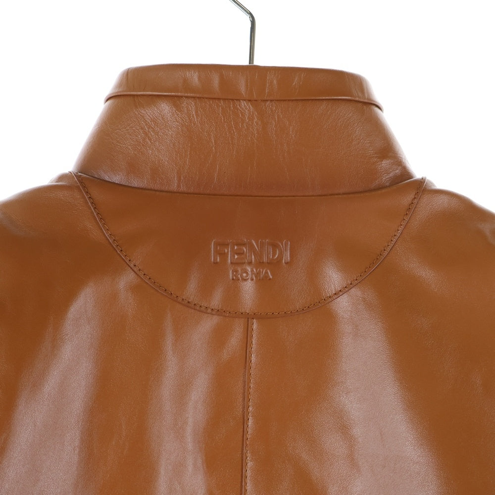 FENDI(フェンディ) 20SS Cropped Leather Jacket クロップドレザージャケット レディースレザージャケット FPJ930 ALBW ブラウン