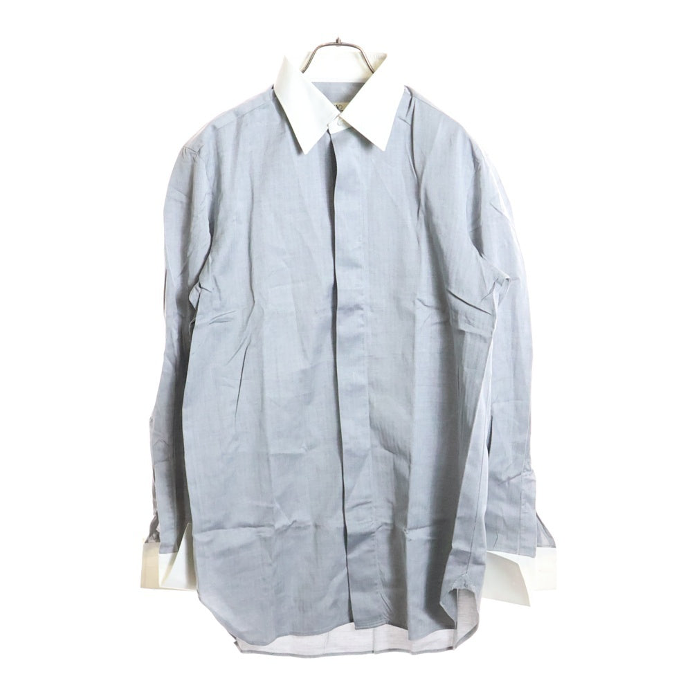 VALENTINO(ヴァレンティノ) クレリック 襟切り替え 長袖シャツ グレー